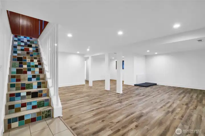 Lower-level living space ideal for media room, guests, or recreation