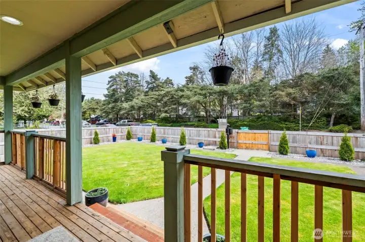 Front porch looking toward tree lined S Wapato Street