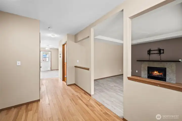 Entryway looking towards kitchen/dining room