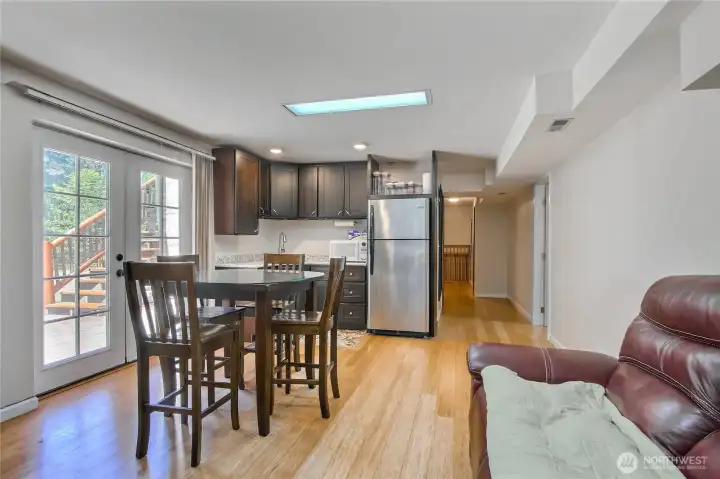 Kitchenette and living space in lower level