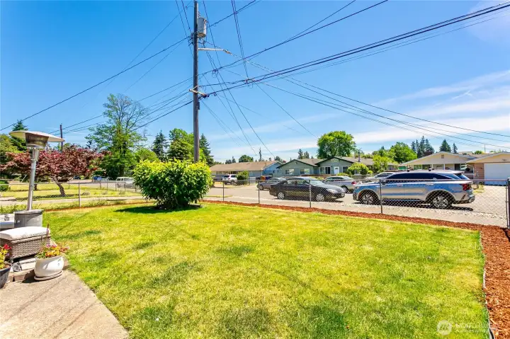 Fully fenced in yard
