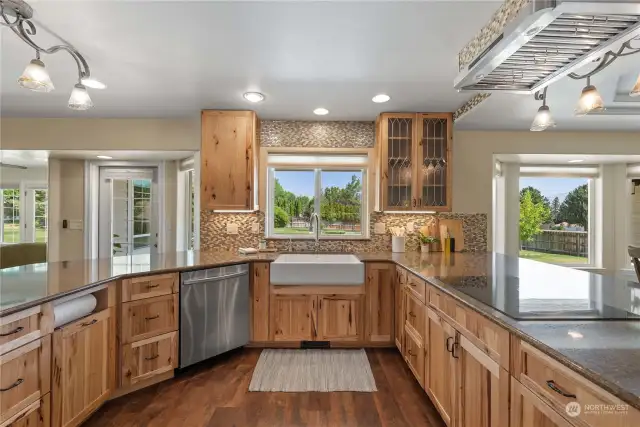 Beautiful cabinetry with lighting.