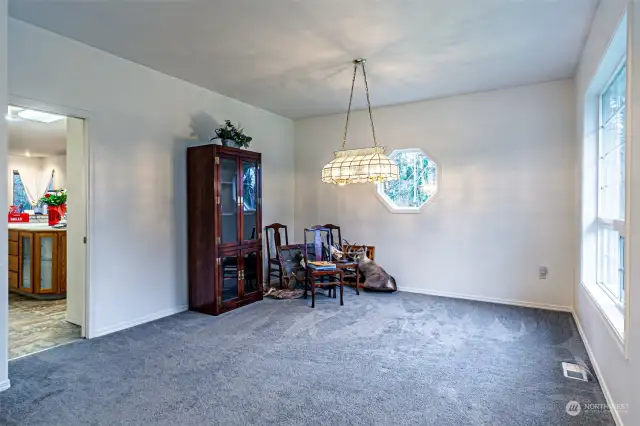 Dining room with door to the kitchen