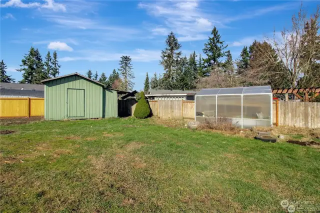 shed and greenhouse