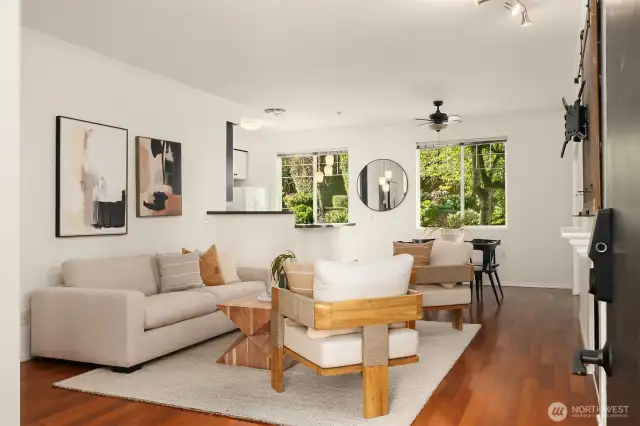 This ground floor unit offers ZERO access stairs. A light & airy unit.