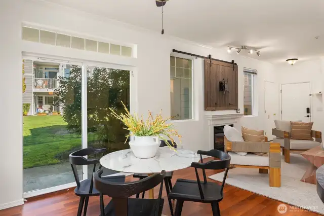 Another view of the dining room looking towards the entry.