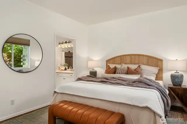 The primary offers an ensuite bath & walk-in closet.