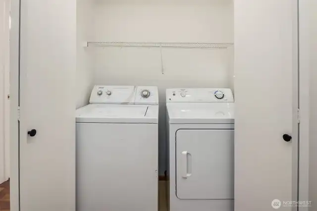 The full sized washer & dryer are sited in the hallway. Appliances will stay.