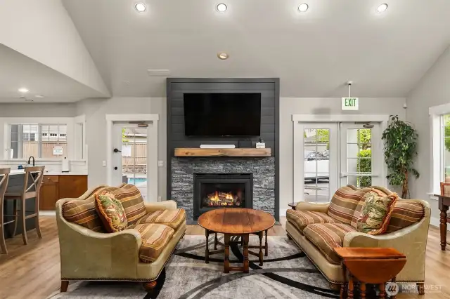 The clubhouse was just refreshed with flooring, paint, fireplace surround and a new kitchen!