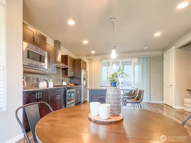 Large island and room for a dining table