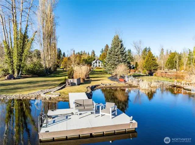 Floating dock converts to barge with Minn Kota trolling motor