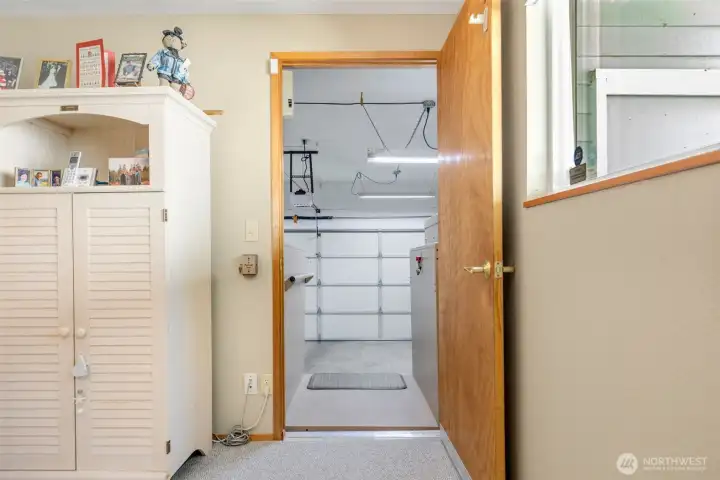 Chair/people lift installed to give you a zero stairs entrance option...convenient for unloading the Costco run too!