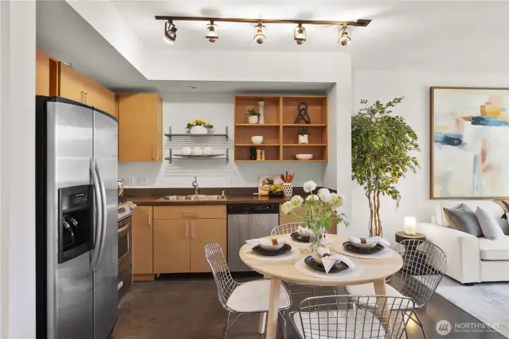 Open kitchen and living space.