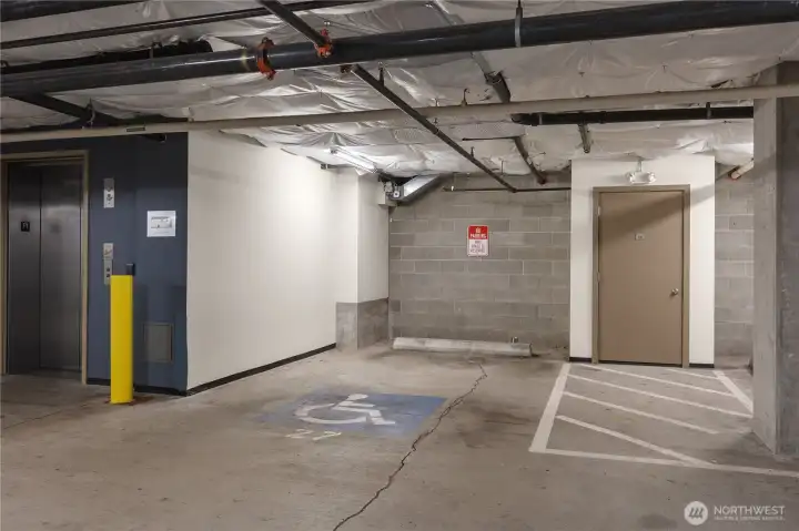 Additional ADA parking space in secure garage.