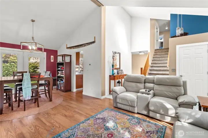 From the LR to the DR to the K.   Believe it or not, the stairs lead to the upper floor.