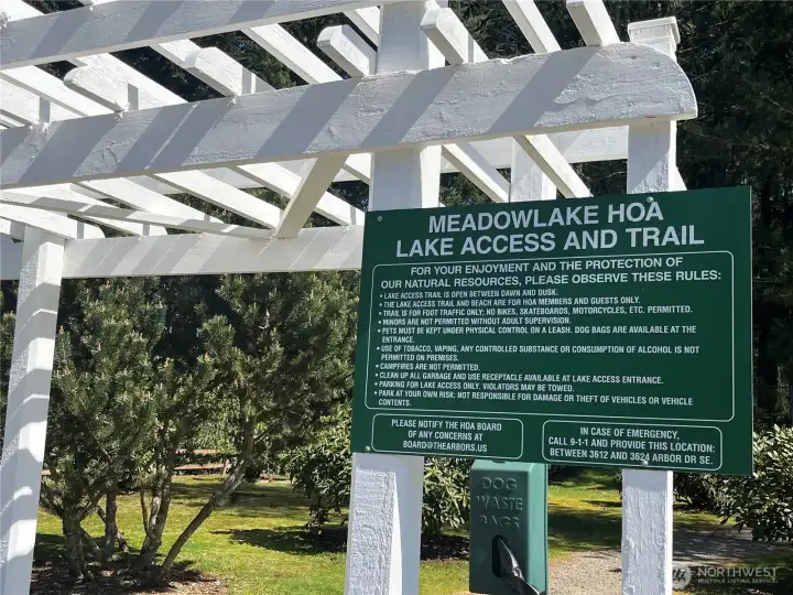 Meadowlake  Long Lake access park.  Fully fenced and secured with gate.  Code required to enter.