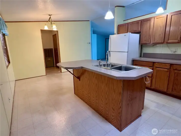 Kitchen with walk in pantry and island