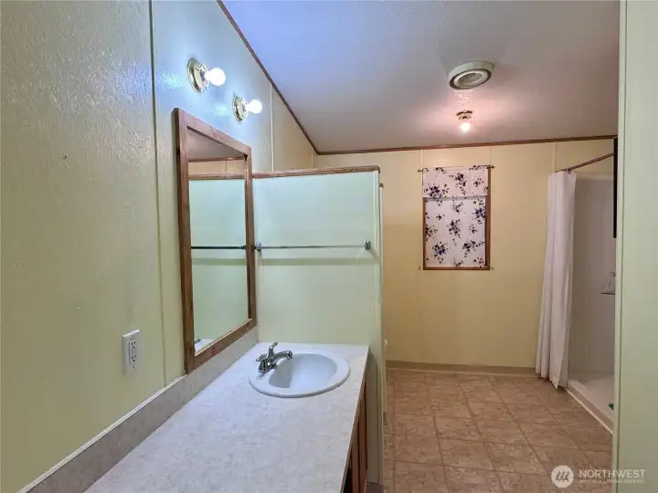 Primary bathroom with walk in shower
