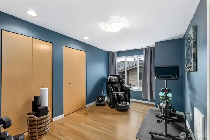 The third bedroom works great as a workout room. No need for leaving home to get your exercise in and no gym fees. Two double closets give ample storage space. The third bedroom works great as a workout room. No need for leaving home to get your exercise in and no gym fees. Two double closets give ample storage space.