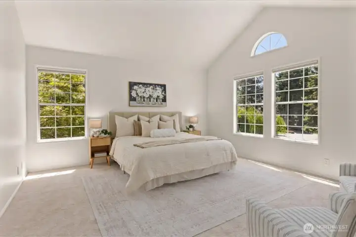 Expansive Primary Suite with tons of Natural Light and Tall Ceiilings