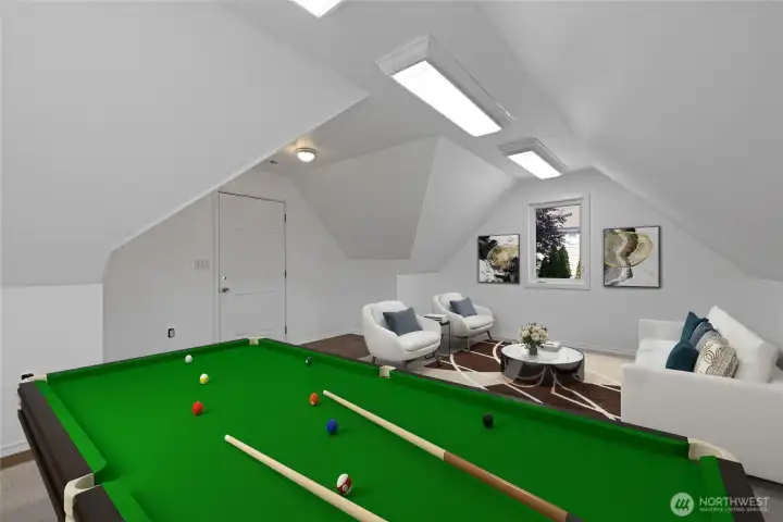 Bonus room above the garage can be a game room or home office