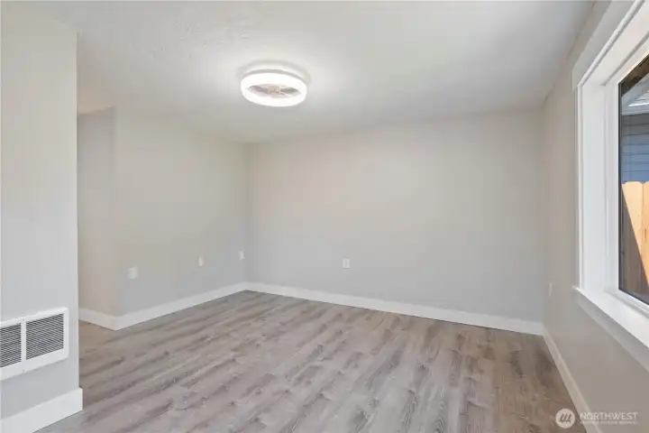 Livingroom with brand new floors.