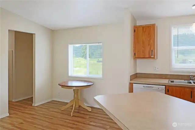 The dining area is the perfect place for entertaining guests