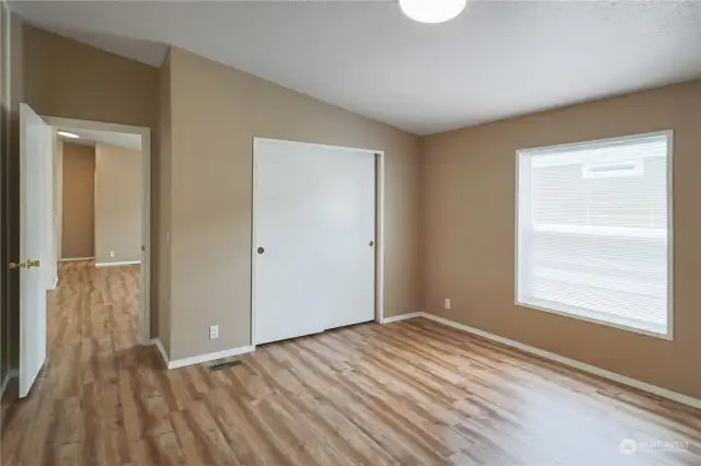 Closet in the primary bedroom