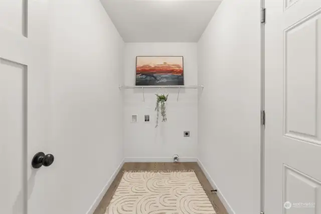 Large laundry and mud room off garage