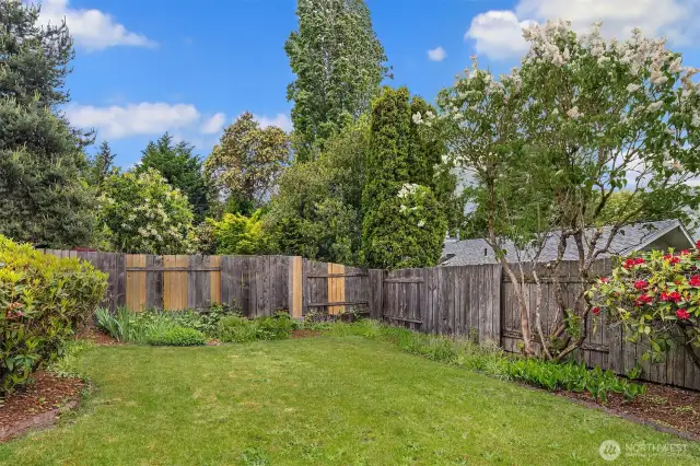 This flat, usable yard is a rare find.