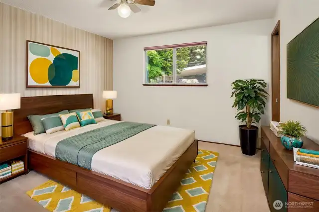 Virtual staging showcases the possibilities for the primary room.