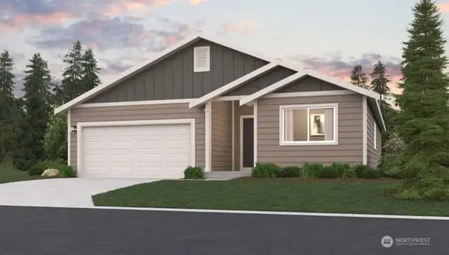 Sutherland 1510 Elevation A Rendering-DISCLAIMER:Depictions of homes or other features are artist conceptions. Hardscape, landscape, and other items shown may be decoration and not included in the purchase price and availability may vary, not promised. Views may also be altered by subsequent construction, tree growth, and landscaping.