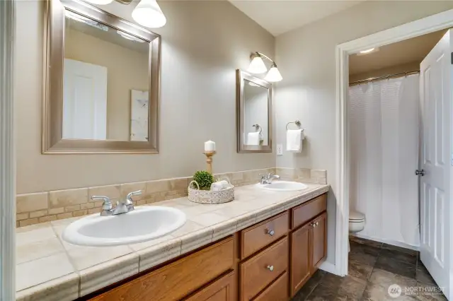 Hall bathroom that services bedrooms 2-4.