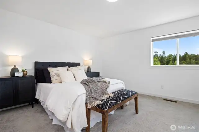 Primary suite overlooking the backyard