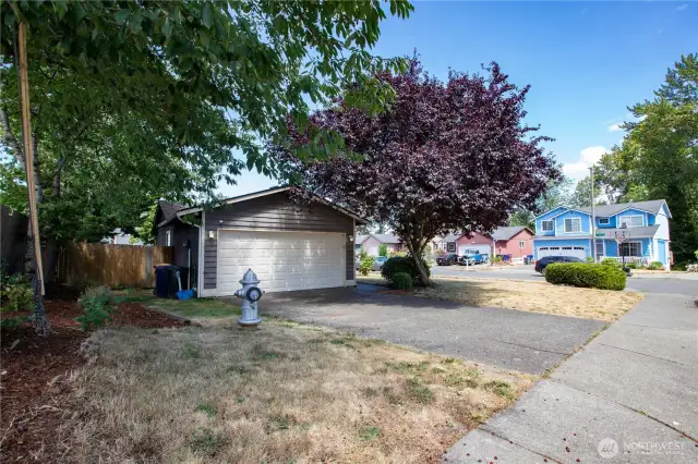 two car garage and plenty of driveway parking