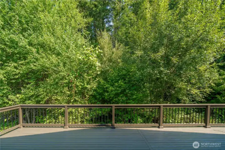 The freshly painted deck offers this exquisite & private backdrop.