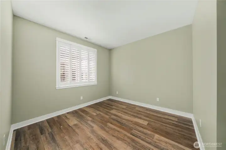 Spacious and private second bedroom also with Plantation shutters.