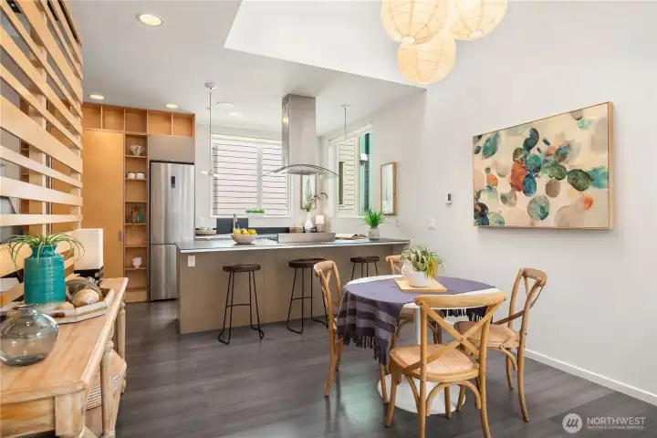Great dining space and breakfast bar countertops.