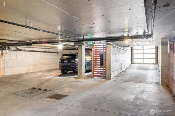 Secure garage parking onsite with direct access to the courtyard, space back left (not pictured).