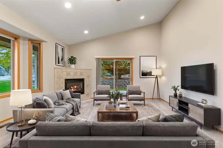Virtually staged family room Virtually staged family room