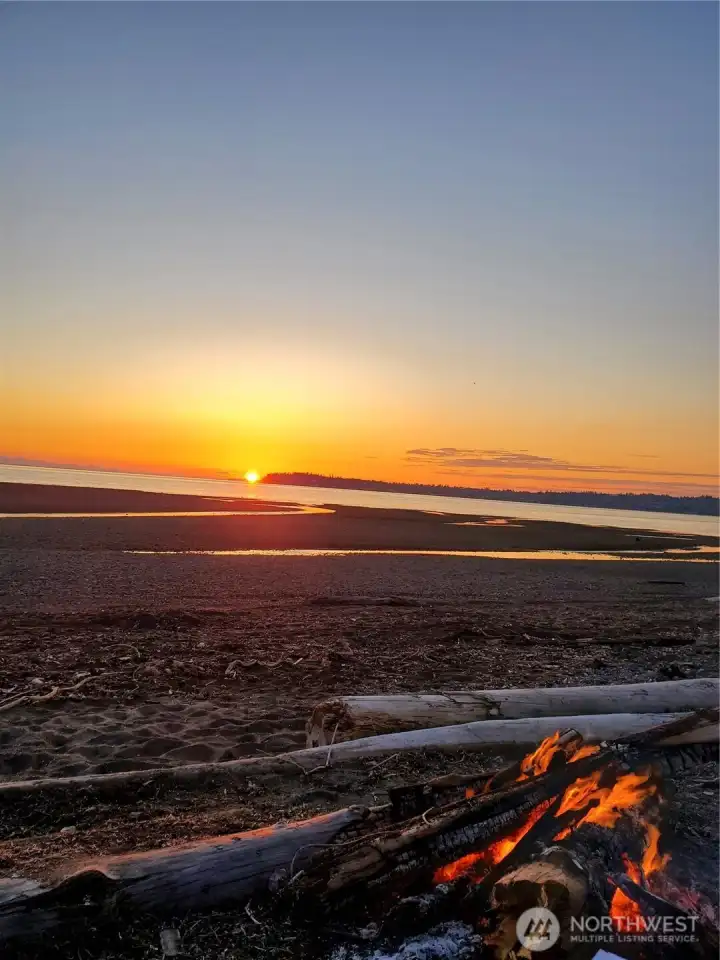 Sunset at low tide - Terrelll Creek run offs shown here.