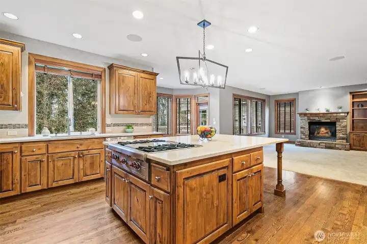 Large center island is perfect for entertaining and a quick meal.