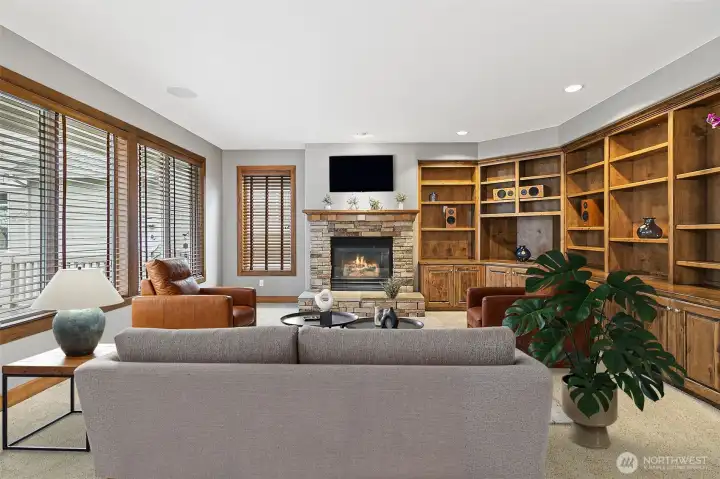 The family room can easily host a large crowd.