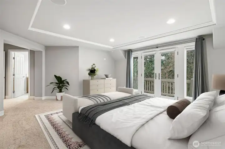 The tray ceiling is also in this room.