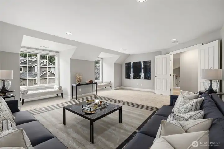 The upstairs Bonus room is 'super sized'. Perfect for game night or watching a movie.