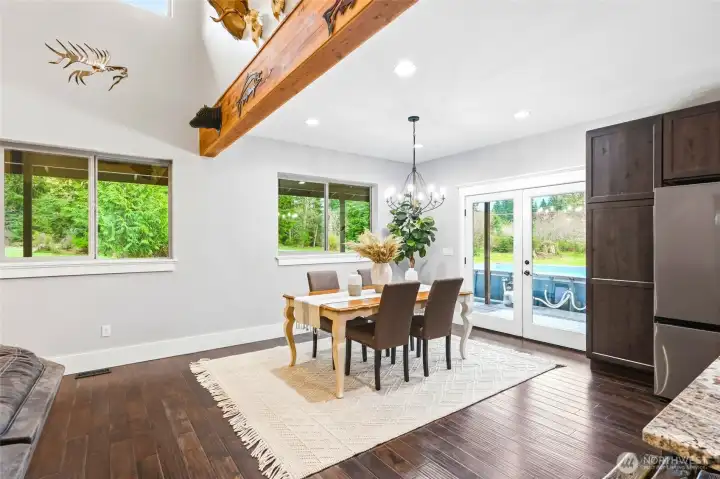 Dining room flows to your incredible outdoor living space, where the pool and jacuzzi await.