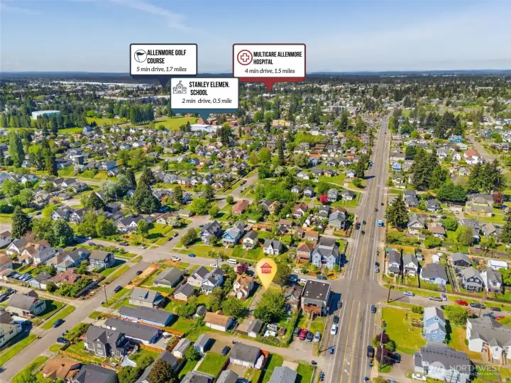 Icons have been added to show proximity to nearby areas