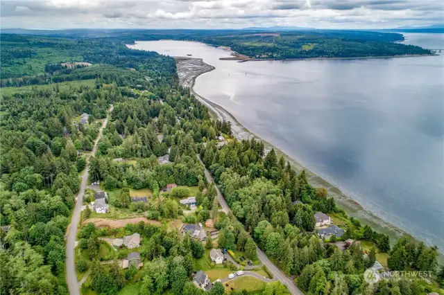Looking South, you can see how close you are to the Hood Canal Bridge on the right and all of the recreation the Olympic Peninsula has to offer.