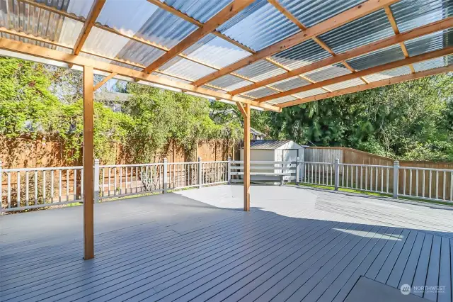 Bright and nice covered deck in the backyard