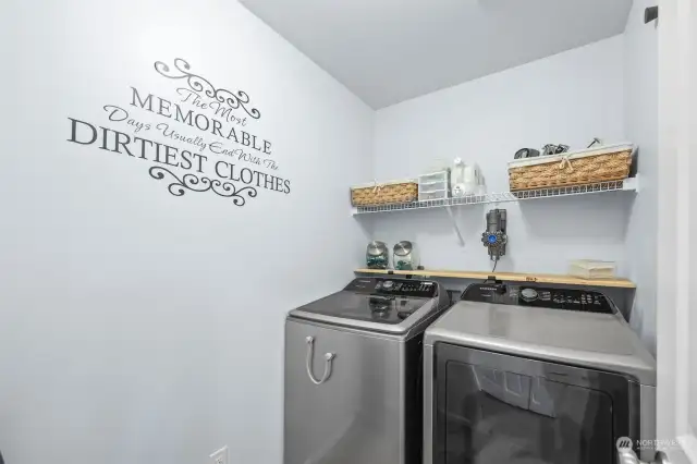 Convenient upstairs laundry